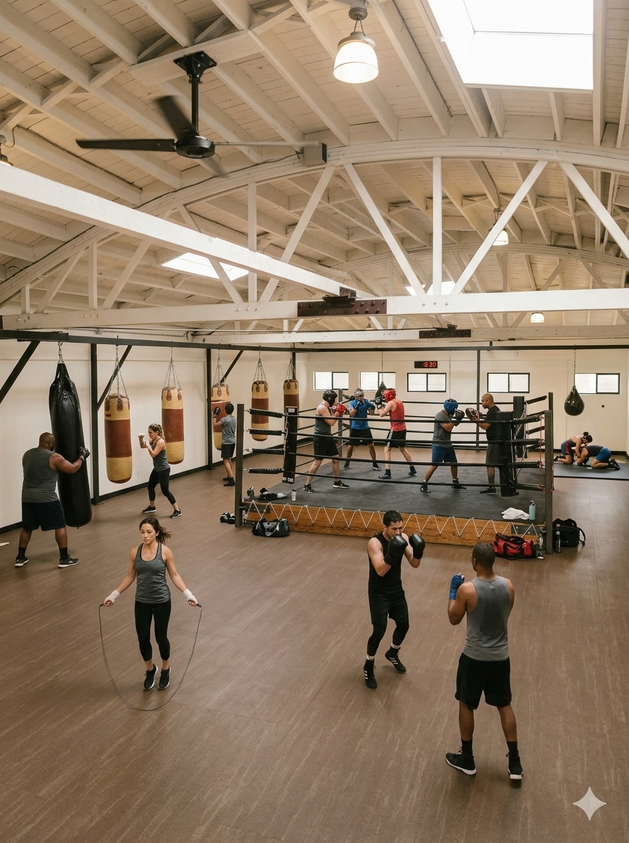 Boxing and wrestling training areas
