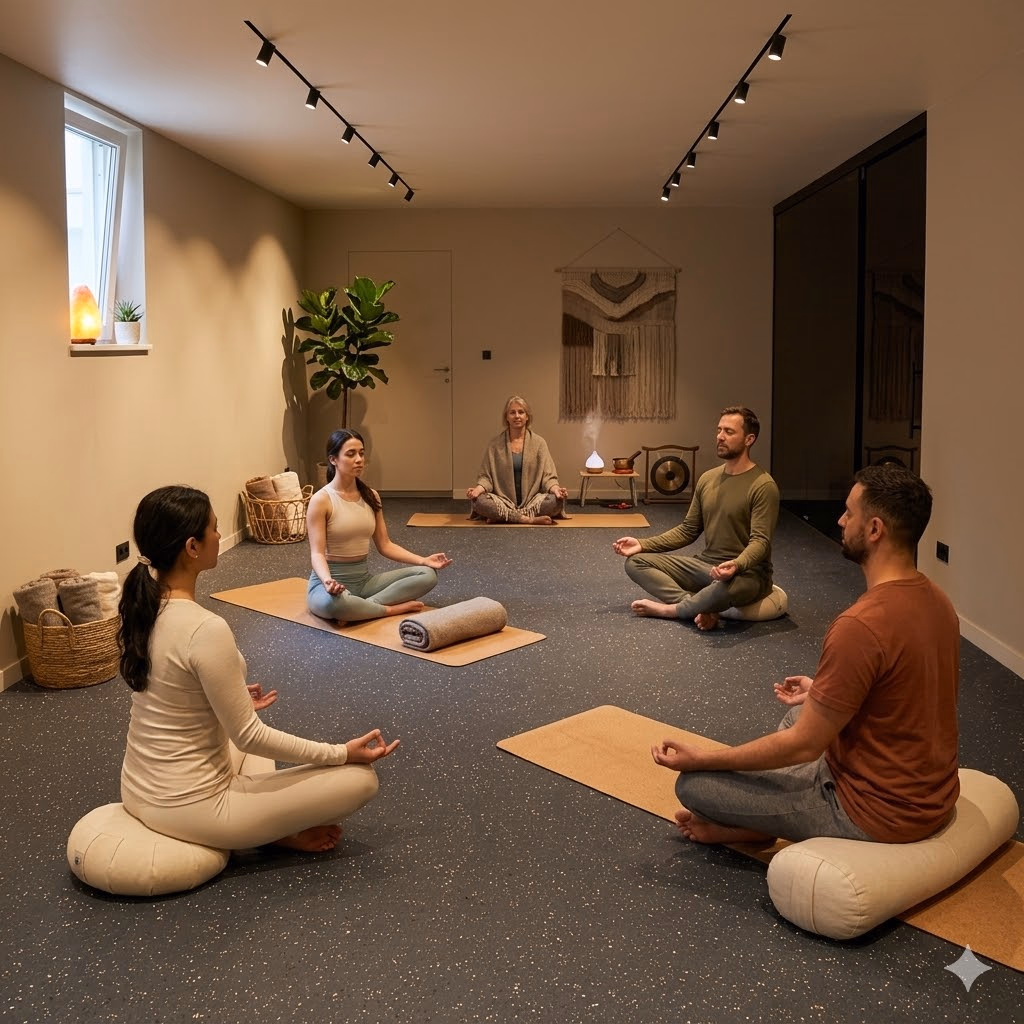 Interlocking flooring for home yoga spaces