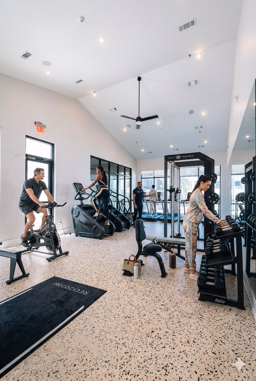 Rubber gym flooring in a fitness center