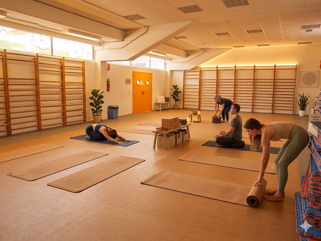 Yoga studio with rubber flooring